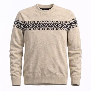 Rorie Whelan Men’s Fair Isle Crewneck Oatmeal Sweater Size Medium​​​​​